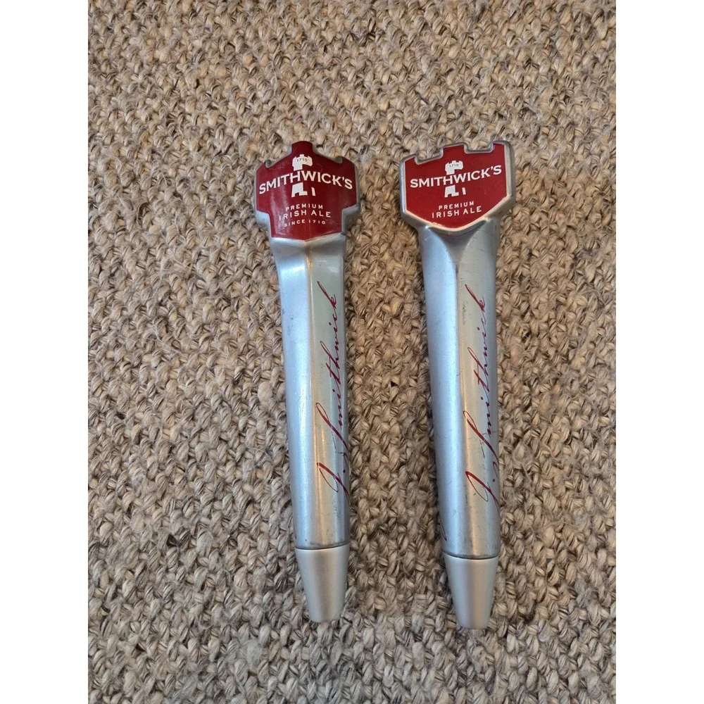 Pair of Smithwicks Imported Premium Irish Ale Beer Taps Metal Tall 11''